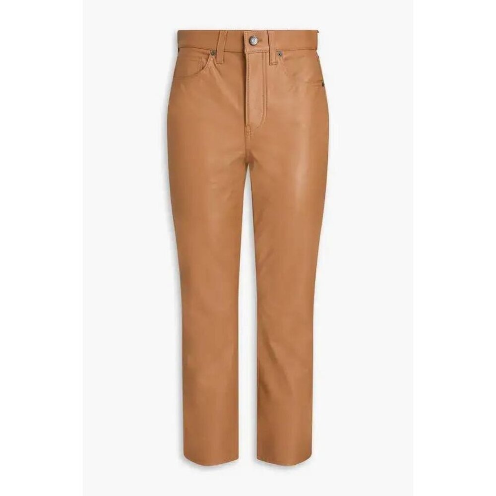 NWT Veronica Beard Carly Kick Flare Pants Vegan Leather in Camel Size 25 $348 - Picture 2 of 12